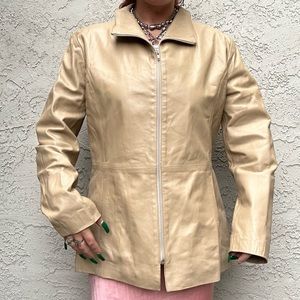 Y2k Neutral Leather Moto Jacket